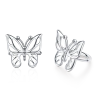 new 925 sterling silver earrings butterfly pierced ear clips for girl charm jewelry gifts