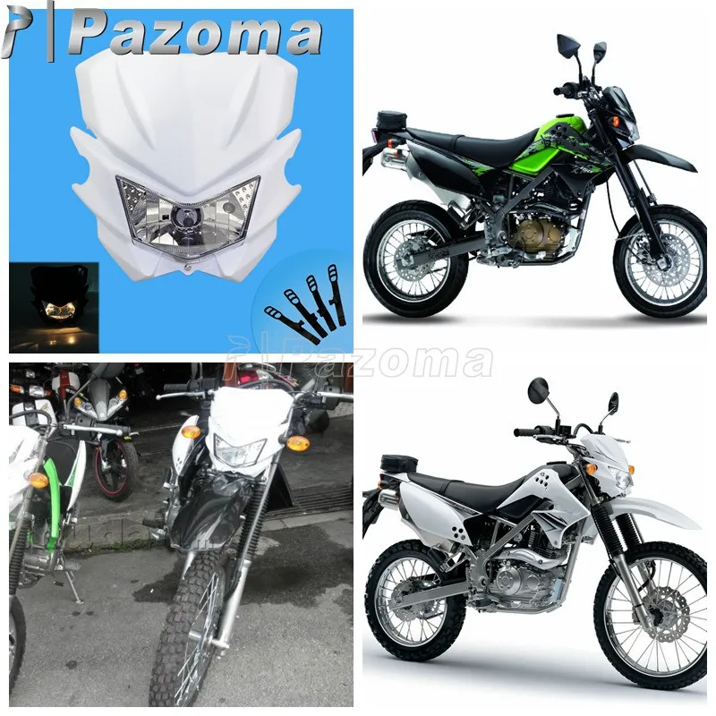 Белый Мотоцикл Суперкросс фары обтекатель Байк мотокросс фар для Kawasaki KX KLX KLR KLE ZZR