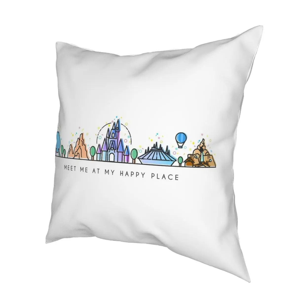 Квадратная подушка Meet Me At My Happy Place чехол из полиэстера на молнии декоративный для
