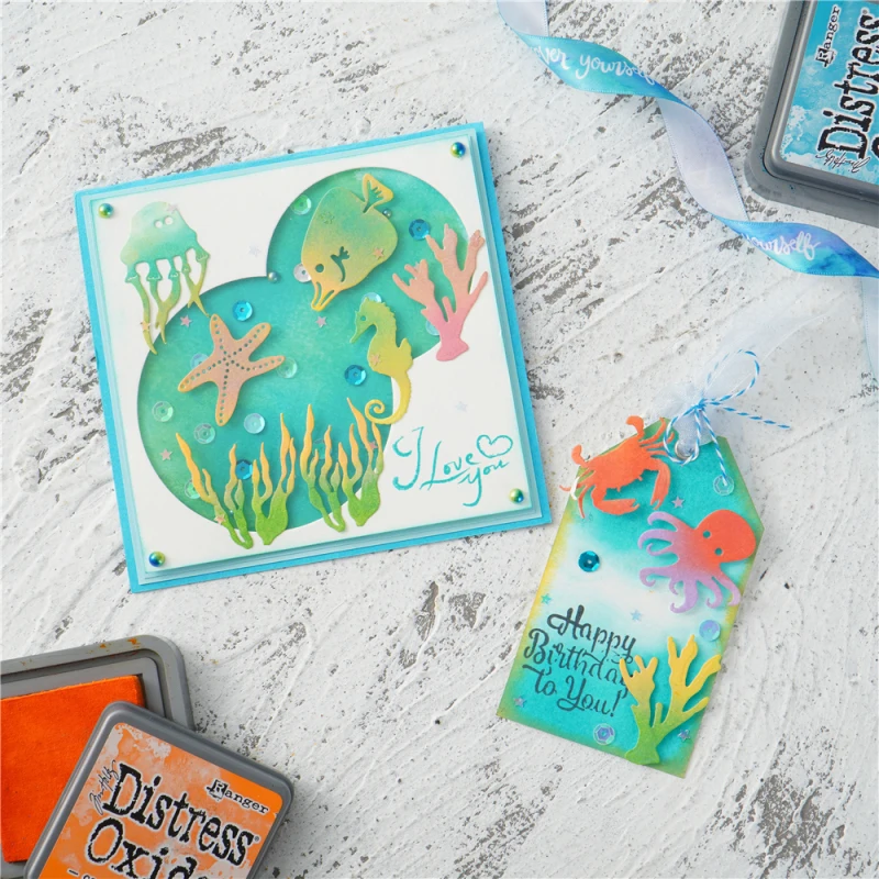 Kokorosa морским обитателям металлический Трафаретный вырубной штамп тиснение