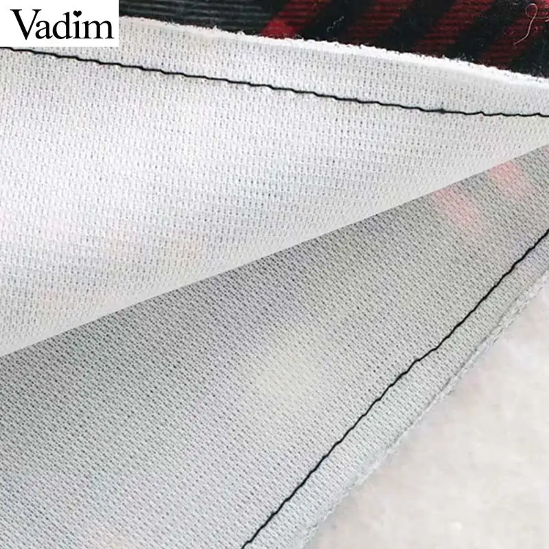 Женское элегантное платье vadim клетчатые блузки карманы декорированные рубашки с