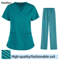 pure color new uniform operating room women scrubs suit fashion pet shop beautician nursing uniform hospital doctor dental suit