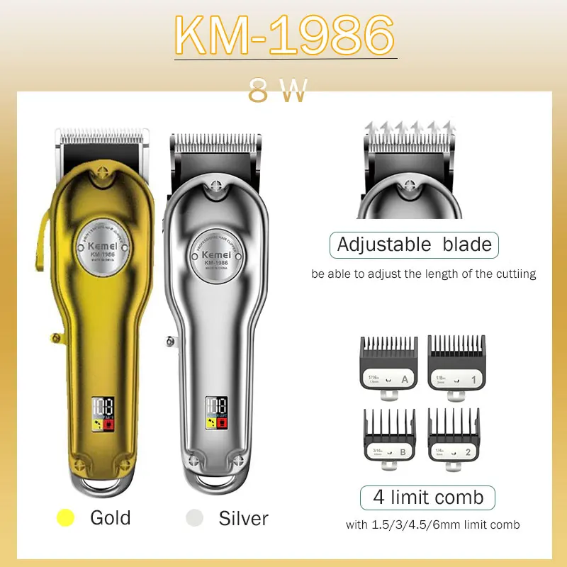 Kemei триммер для волос беспроводной резак перезаряжаемый мощный двигатель