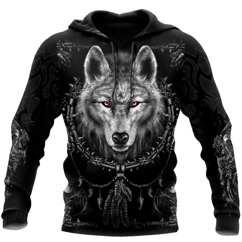 

3D Full Black Wolf Print Hoodies Man Women Harajuku Outwear Zipper Pullover Indian Sweatshirts Casual Unisex Jacket Tracksuit