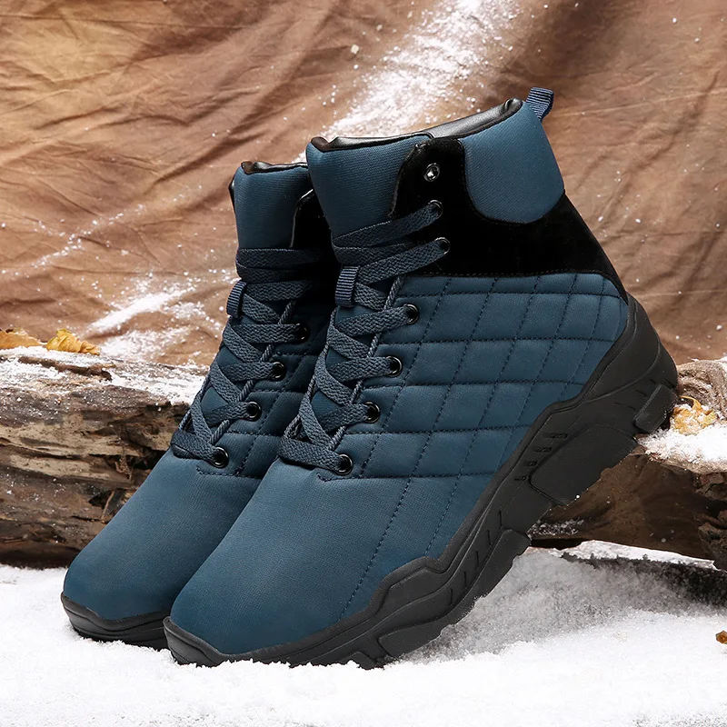 

Comfortable Winter Casual Light Men's Shoes Solid Color High To Help Waterproof Warm Cotton Shoes Safety Work Men's Boots