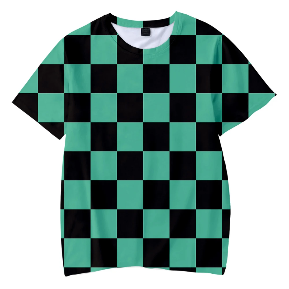 

New Kawaii Demon Slayer: Kimetsu no Yaiba 3D Harajuku t-shirt for kids summer cool Soft o-neck youth Plaid 3D Children T shirt