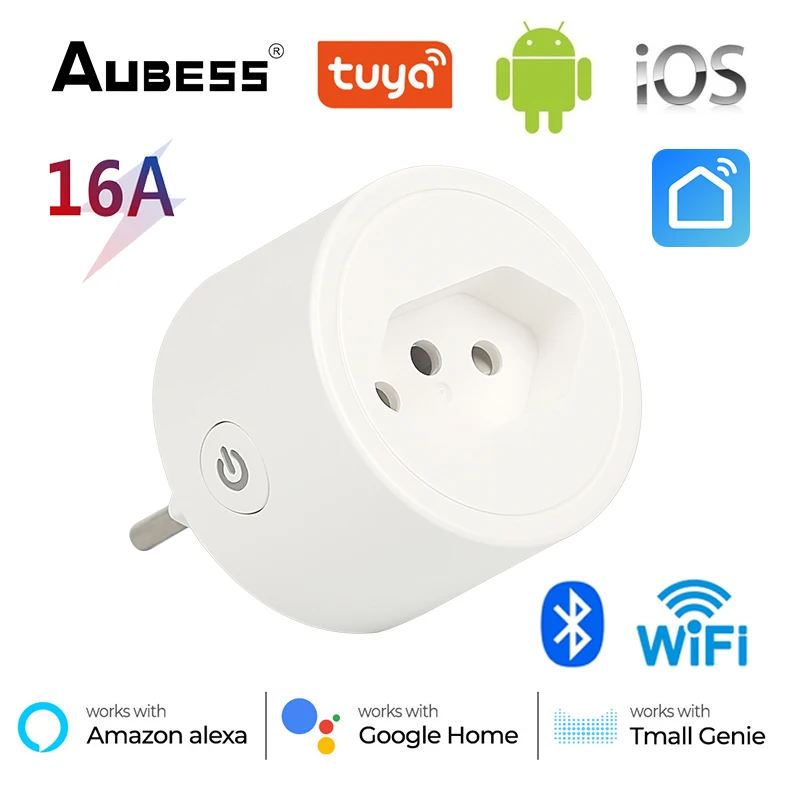 Aubess Smart Wifi Plug Brazil 16A with Power Monitor Function Life App Remote Control Socket Outlet Works Alexa Googl | Обустройство