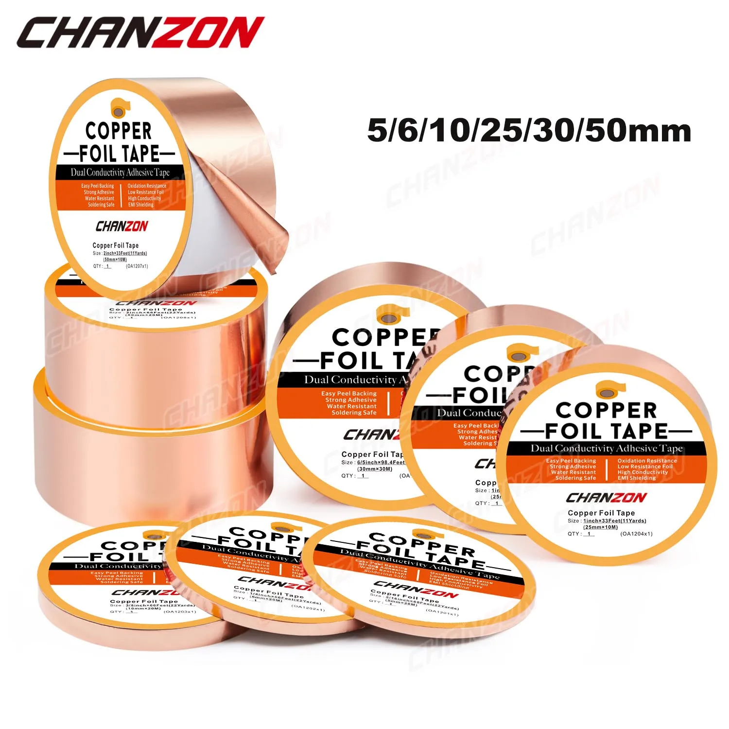 

Copper Foil Tape Conductive Strip Adhesive Double Sided For Guitar EMI Shielding Stained Glass Slug Deterrent 5mm 6mm 10mm 25mm