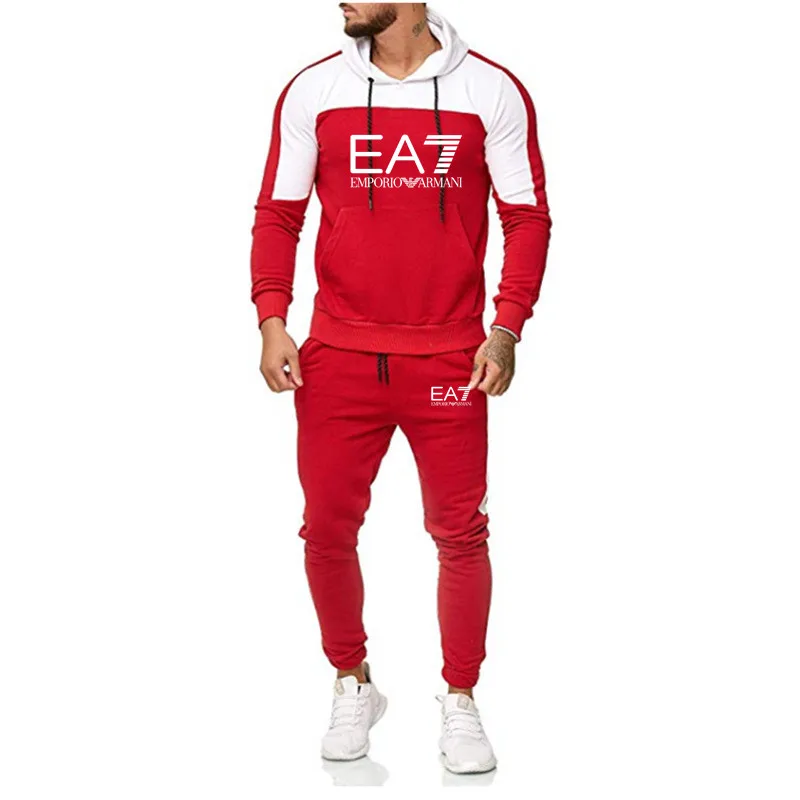 Мужской спортивный костюм из двух предметов повседневный свитшот с капюшоном и