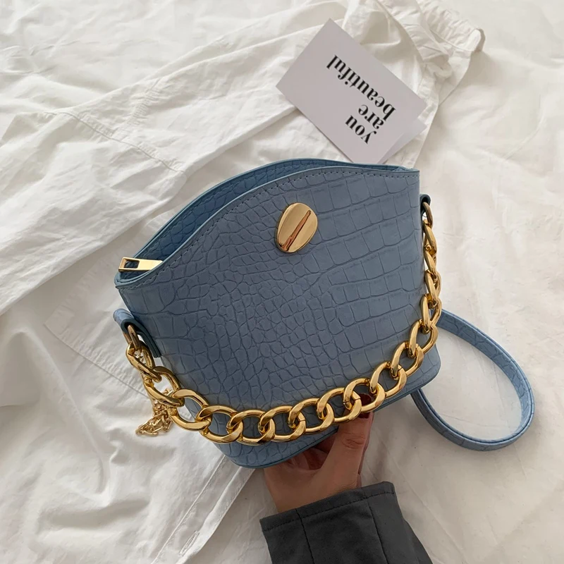

Crocodile Pattern Chain Women Shoulder Bag Fashion PU Luxury Handbag