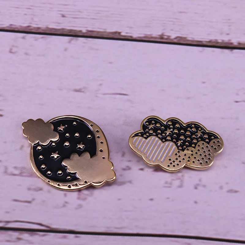 Луна и облака комплекты бейджей Звездная ночь булавка астрономические украшения