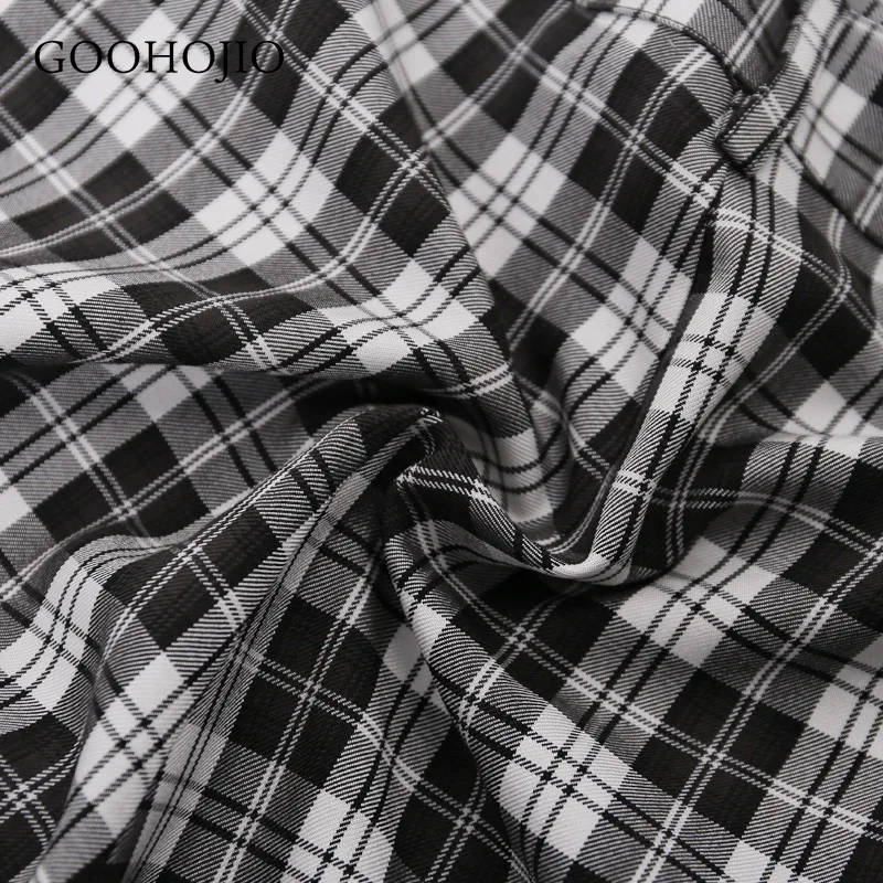 

GOOHOJIO 2021 New Spring Autumn Vintage Fashionable Women Pants Casual Plaid Straight-leg Pant Women High Waist Trousers Ladies