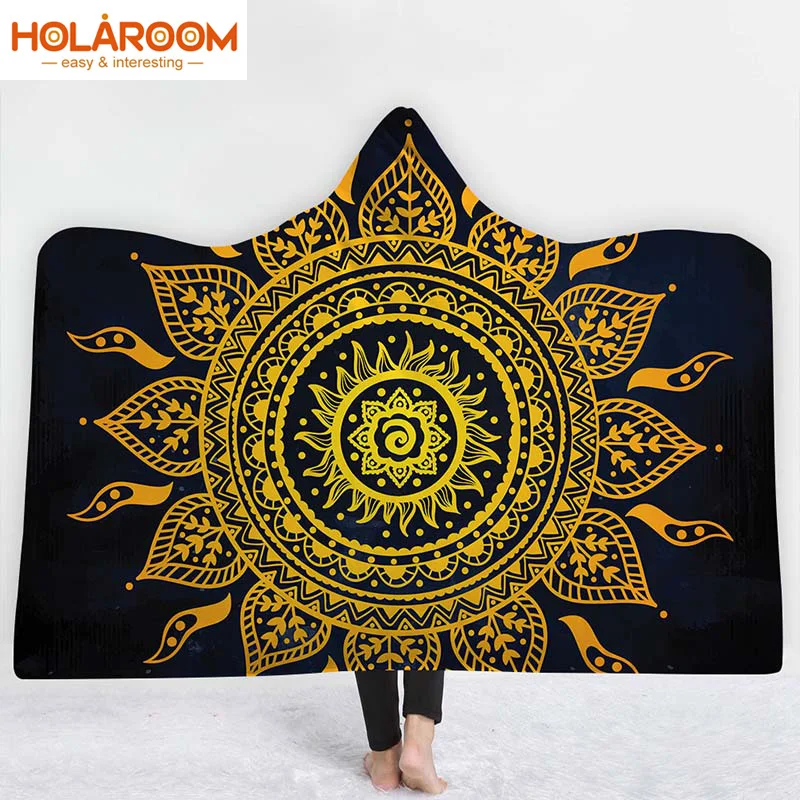 Богемное одеяло с капюшоном для детей/взрослых Мандала волшебный мультяшный