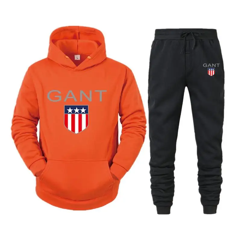 

Fashion Swimwear Men Running Sportswear Sets Thick Hooded Two Piece Sets And Pants Men Sports Suit 2020