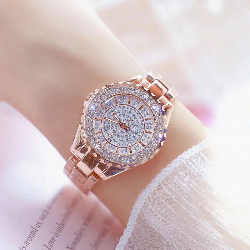 

Rose Gold Fashion Women Diamonds Wrist Watches Stainless Steel Band Top Luxury Brand Dress Ladies Quartz Clock relogio feminino