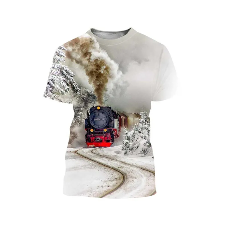 

3D Printing Anime Desert Train Pattern Summer 2021 Fashion Oversized T-Shirt Unisex Round Neck Short Sleeve Casual Sports Top