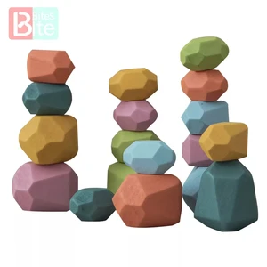 Baby Toy Wooden Jenga Building Block Colored Stone Creative Educational
Toys Nordic Style Stacking Game Rainbow Stone Wooden Toy