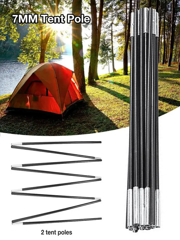 

7mm Tent Pole Outdoor Tent Camping Fiberglass Pole High-intensity Curved Tent Support Pole Tent Accessories Retractable