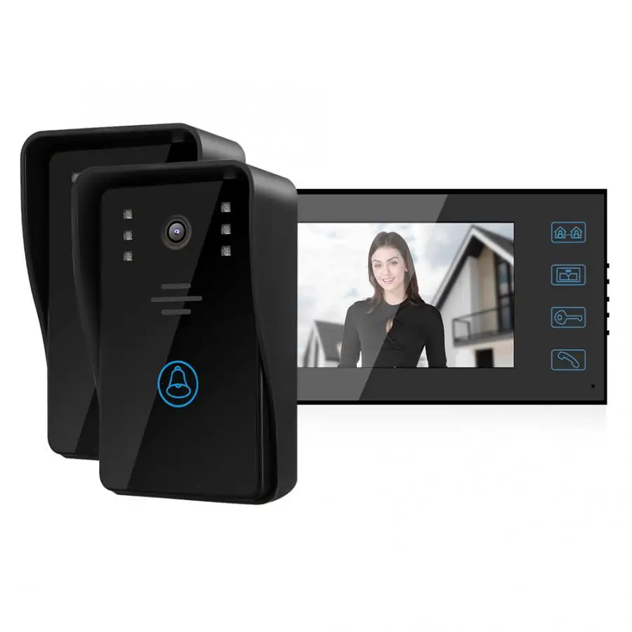 Водонепроницаемый видеодомофон дверной звонок 7 дюймов с Wi Fi 2 ИК камеры 1 ЖК