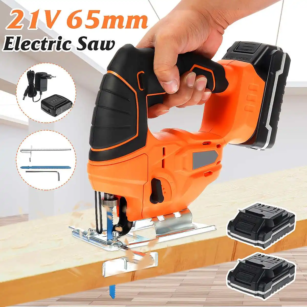 

Doersupp 21V 65mm 3000RPM Cordless Jigsaw Electric Saw Portable Multi-Function Jig Saw Woodworking With 2x 6000mAh Batteries