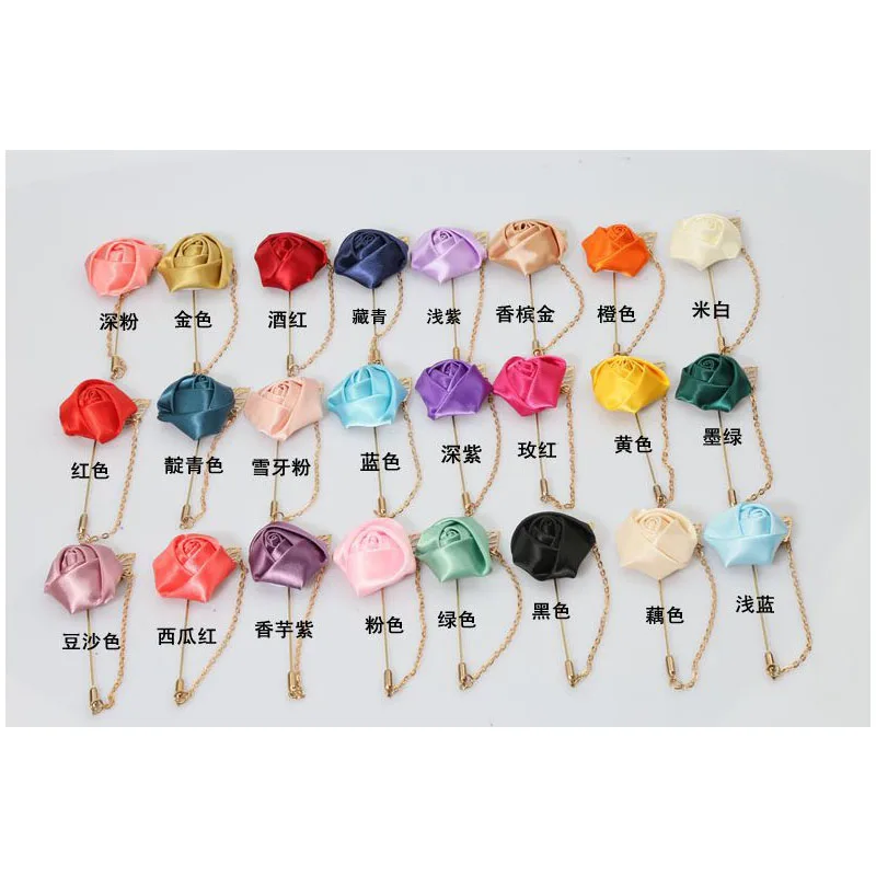 LKY Fr Boutonniere Corsage Wedding Boutonniere Pin for Men Women Silk Buttonhole Groomsmen Party Prom Suit Accessories Brooches