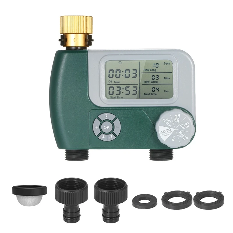 

Programmable Digital Hose Faucet Timer Operated Automatic Watering Sprinkler System Irrigation Controller with 2 Outlet