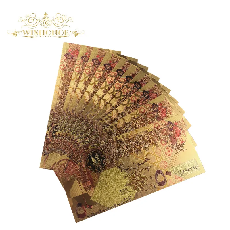 Горячая Распродажа для красочных банкнот Катара 50 в 24-каратном золоте поддельные