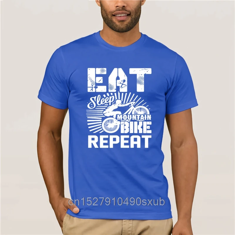 Футболка мужская с принтом Eat Sleep тенниска из натурального хлопка повседневная