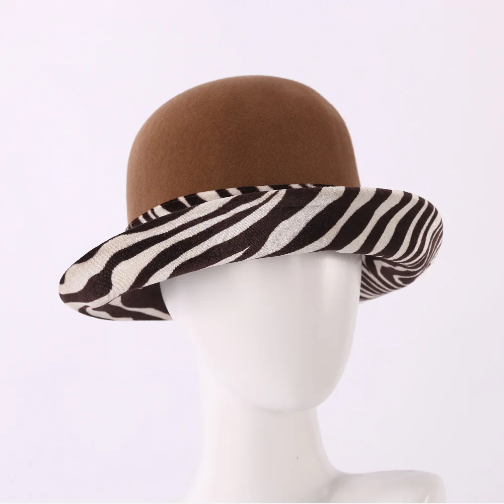 Модные осенне зимние женские фетровые шляпы вечер Зебра леопардовые для женщин