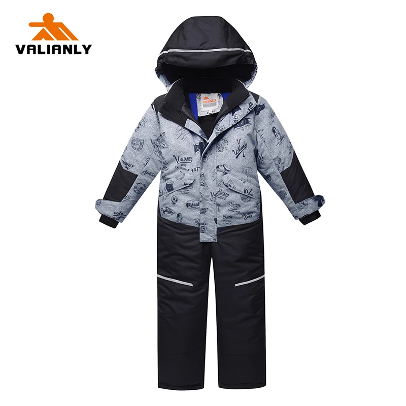 Детский лыжный костюм цельный зимний комбинезон для мальчиков и девочек теплый с