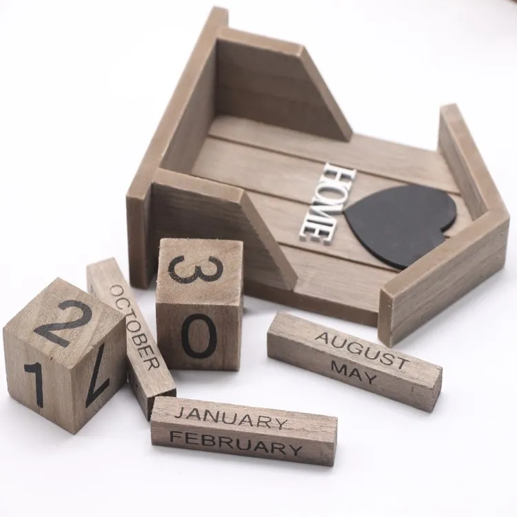 

European Retro Old Classic Style Small House HOME Modelling Wooden Calendar Creative Decoration Home Decoration