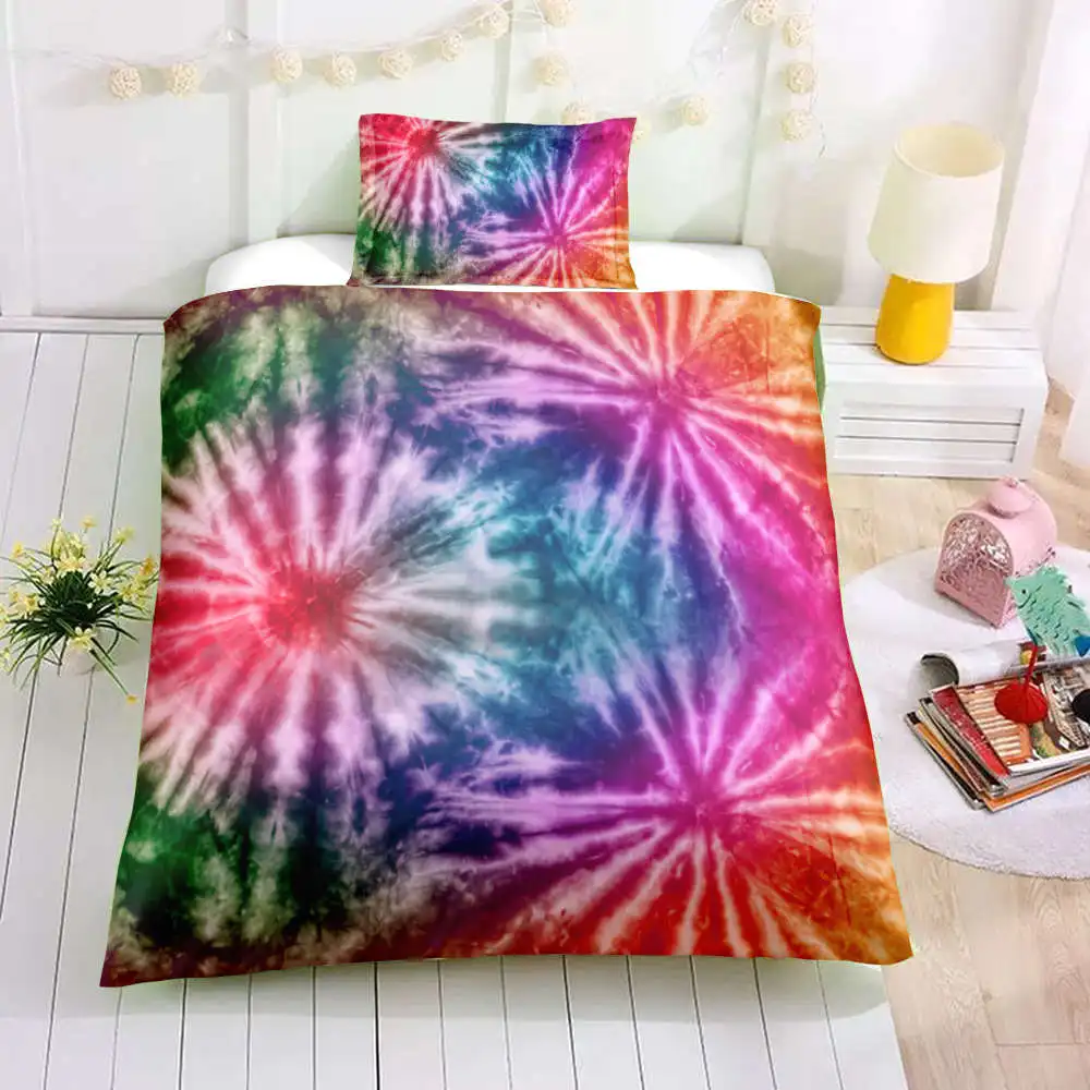 Thumbedding Tie-Dye Bedding Set Creative High End Colorful 3D Duvet Cover King Queen Twin Full Single Double Comfortable Bed | Дом и сад