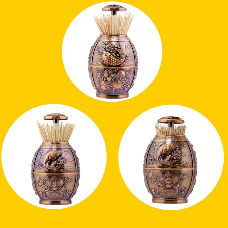 Промо-акция! Нажимной Стильный ретро Автоматическая подставка для зубочисток