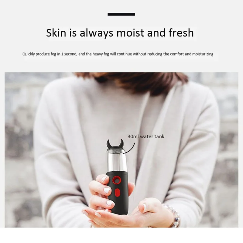 

Cute Devil Handheld Ultrasonic Mini Air Humidifier USB Rechargable Humidifier Portable Steam Face Humidifier