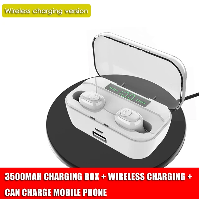 G6S TWS Bluetooth наушники светодиодный цифровой дисплей Быстрая Беспроводная зарядка гарнитура бинауральный микрофон стерео беспроводные наушники - Цвет: Wireless charging