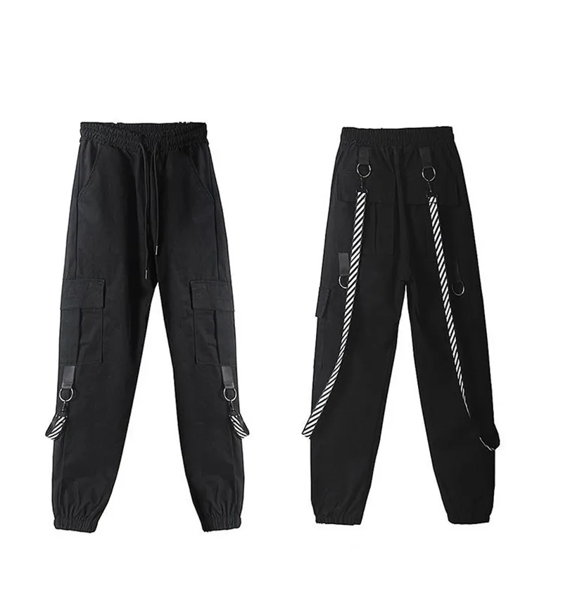 NCLAGEN женские штаны карго BF Свободные повседневные Хип-хоп свитшоты с лентами и