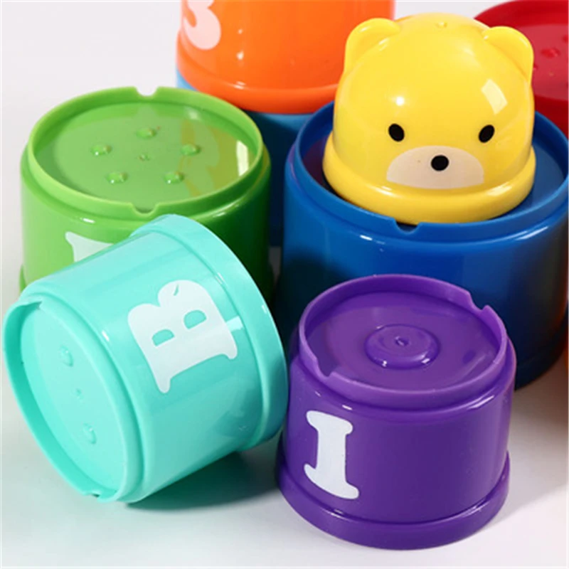 8 шт./компл. детская Штабелируемая чашка 2021 цветов Радуга штабелируемое кольцо