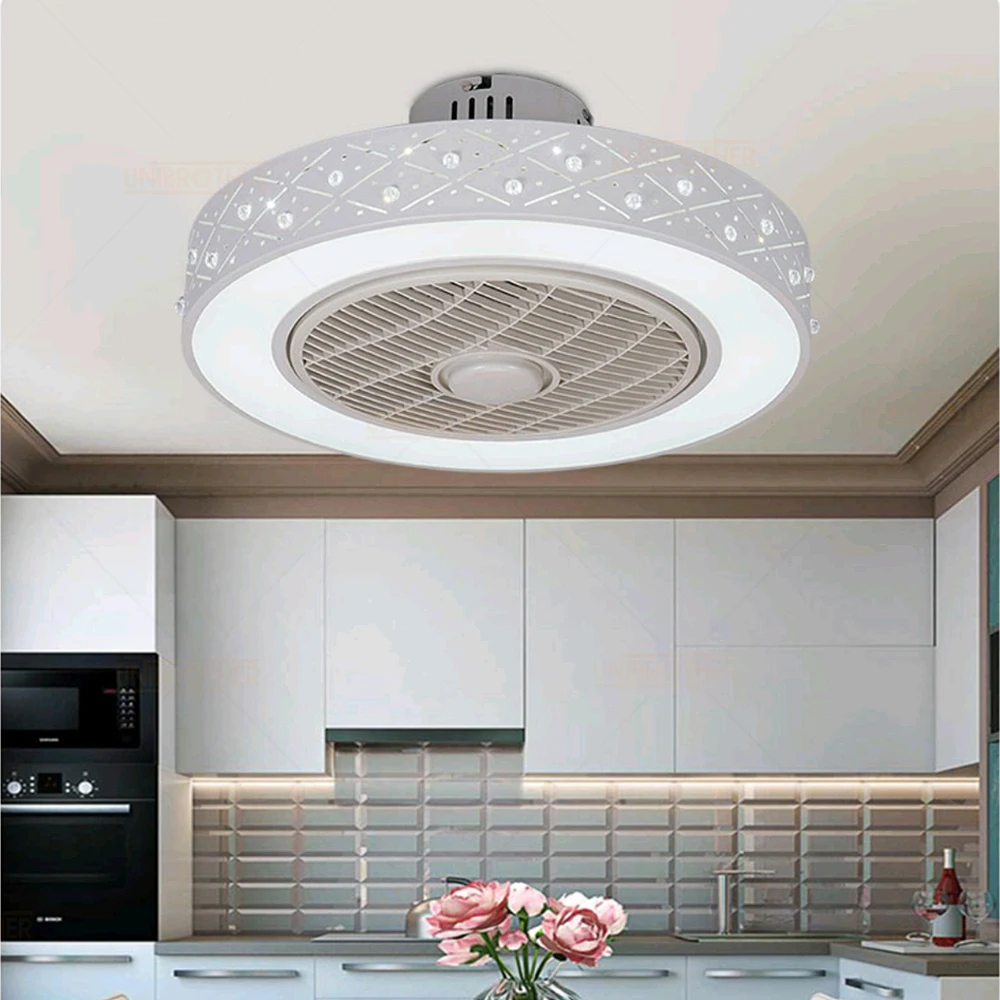 Verkaufen 19 Zoll Smart Decke Fan Control Mit Handy Wi-Fi Indoor Hause Decora Decke Fan Mit Licht Moderne Beleuchtung Rund Runde