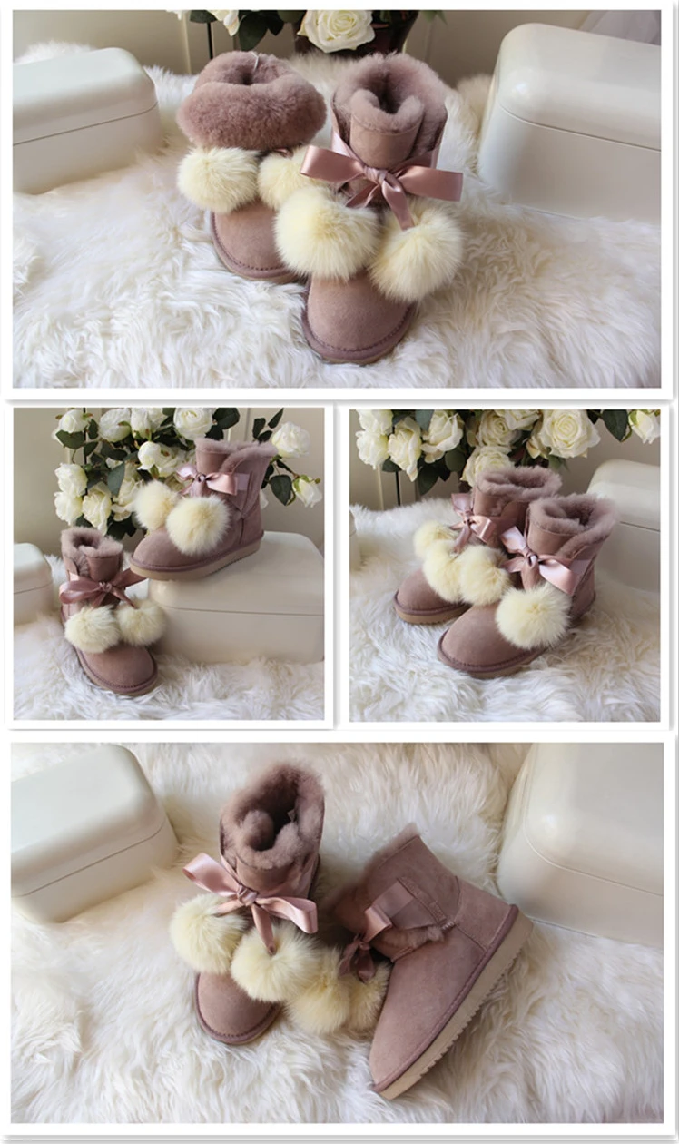 SHUANGGUN Free shipping! New Brand Natural Sheepskin Leather snow boots for women Real Wool inside lady winter warm Boots