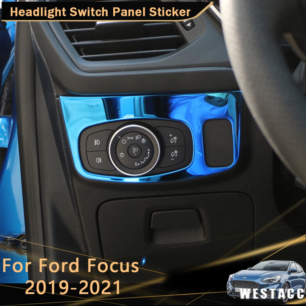 Для Ford Focus 2019 - 2021 Автомобильная фара из нержавеющей стали переключатель света