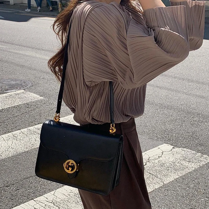 Женские рубашки весна-лето нишевая нежная рубашка с круглым вырезом со складками