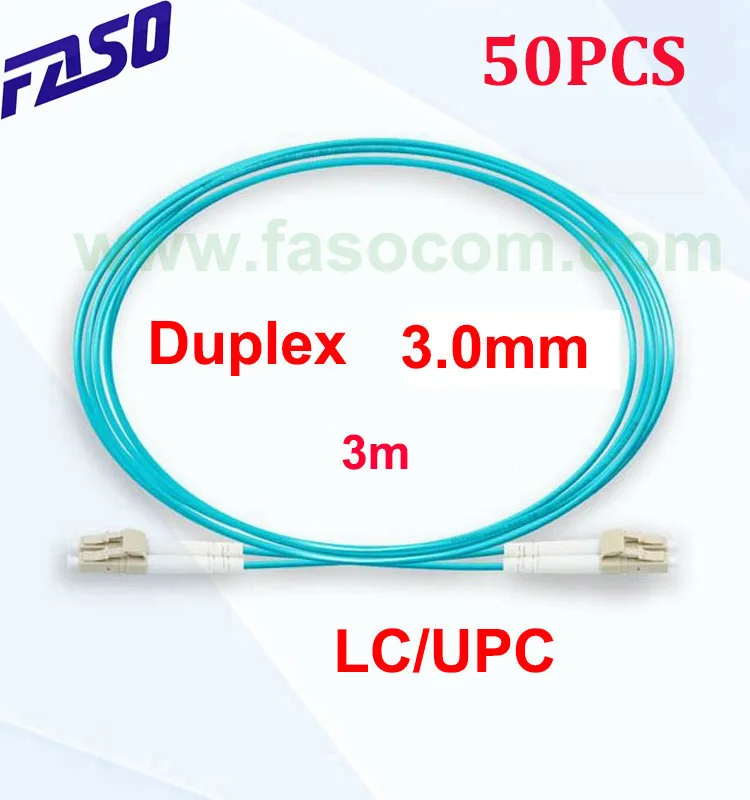 

Фасо 50 шт./упак. 3M Multimode OM3 оптический Волоконно-оптический патч-корд LC/UPC дуплексный 3.0 Перемычка мм оптический патч-кабель