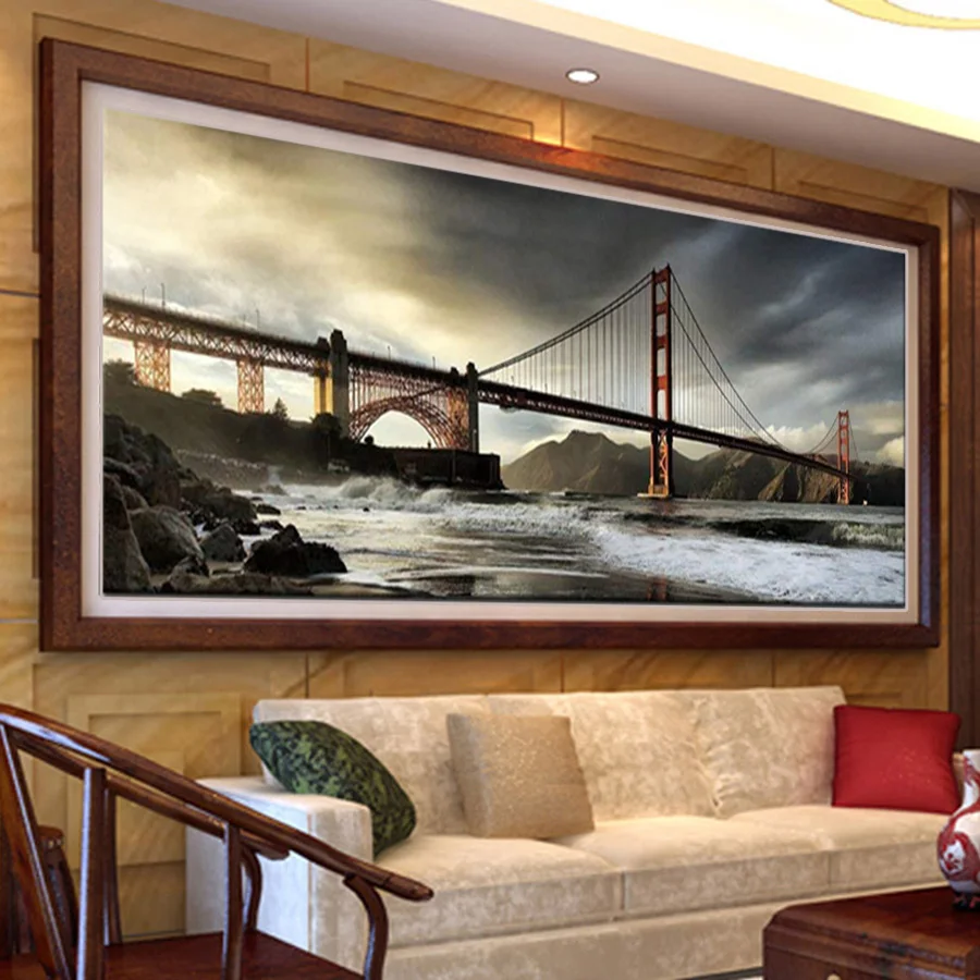 

Картина из смолы 5D «Сан-Франциско» с изображением моста золотых ворот и городского пейзажа, алмазная вышивка ручной работы