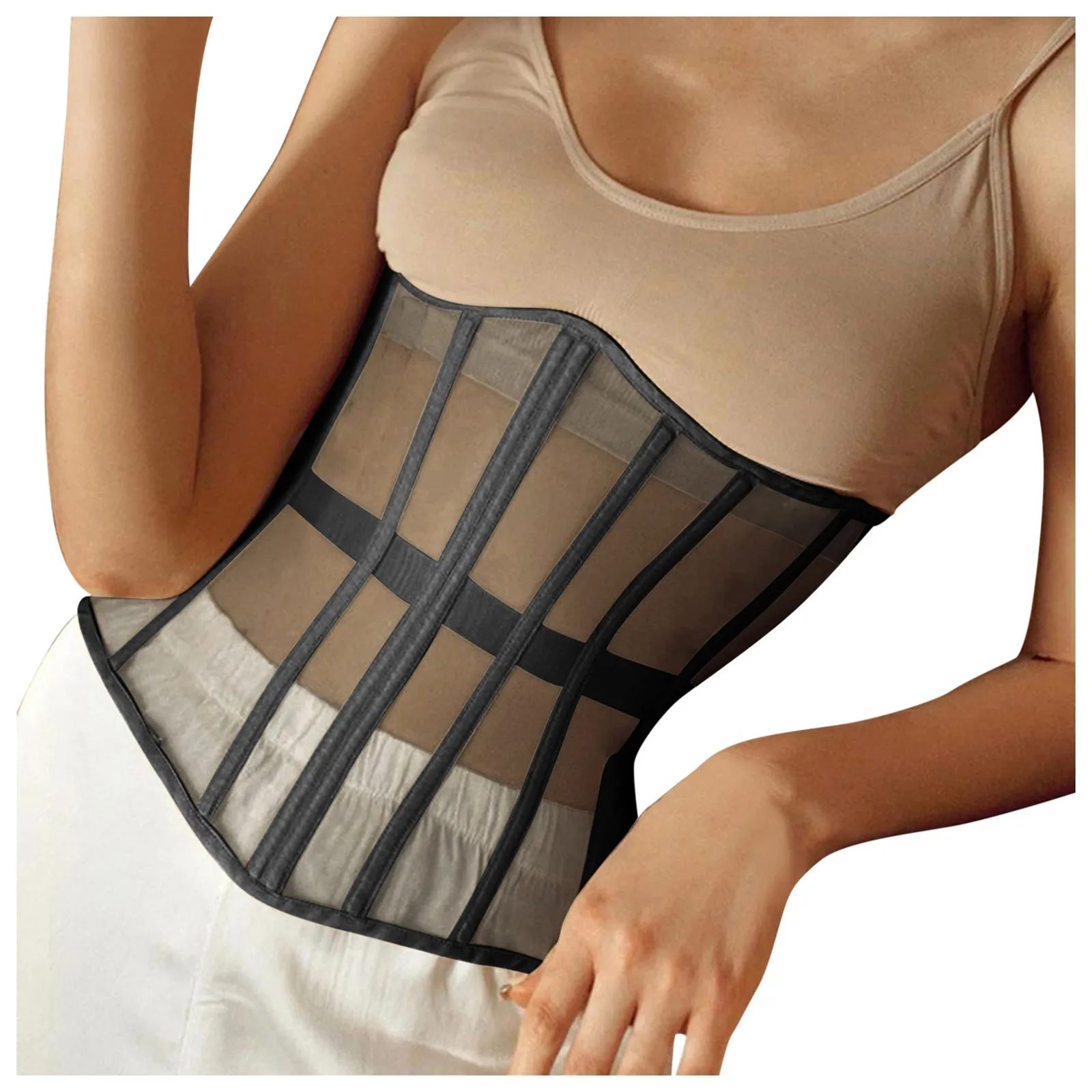 Женский сетчатый корсет топ короткий поясной ремень сексуальный однотонный