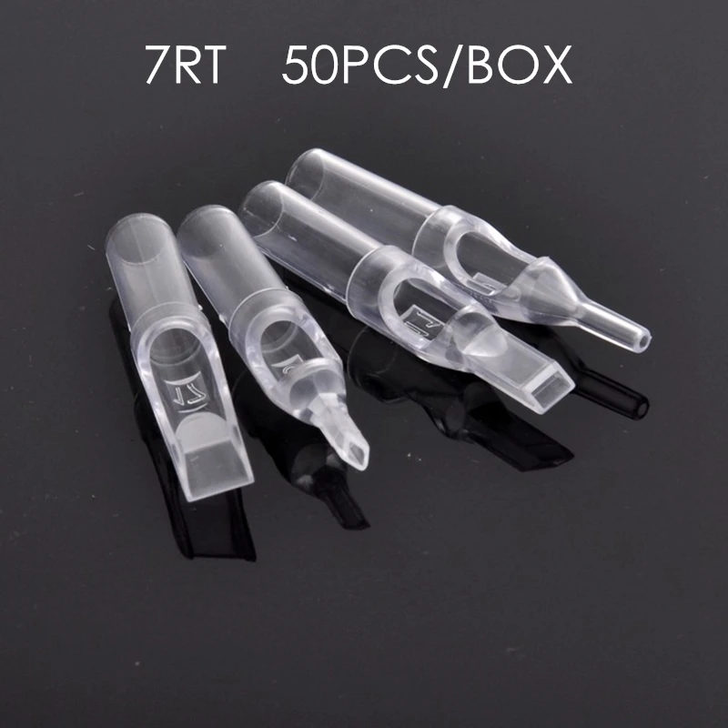 50 шт./лот трубки для татуировок 7RT одноразовые прозрачные пластиковые плоские