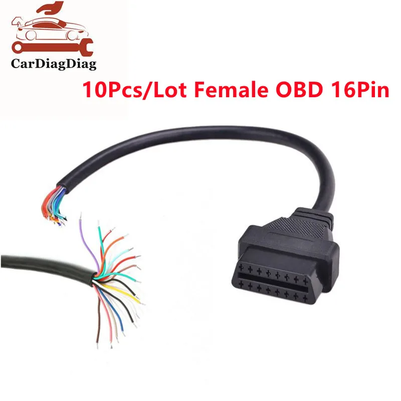 

10 шт., открывающийся женский кабель OBD OBDII ODB2, 16 контактов