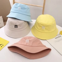 childrens hat boys girls new baby sun hat korean simple embroidery m letter fisherman hat harajuku outdoor all match basin cap