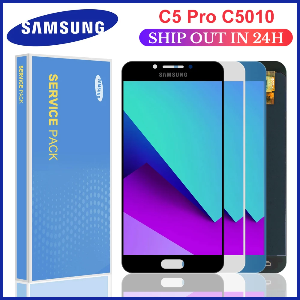 

Оригинальный дисплей 5,2 дюйма для SAMSUNG Galaxy C5 Pro C5010, ЖК-дисплей с сенсорным экраном и дигитайзером в сборе, запасные части, бесплатная доставка