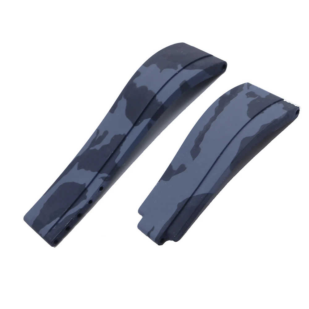 Rolamy 20mm Black Rubber Replacement Wrist Watch Band Strap For Rolex Submariner Datejust GMT Submariner Daytona Oysterflex