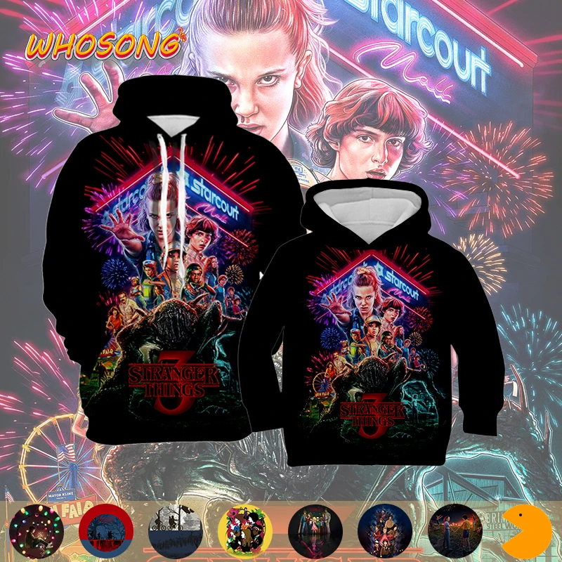 WHOSONG толстовка с капюшоном 3D принтом странные вещи пальто длинными рукавами